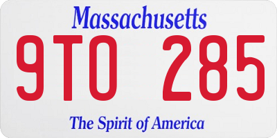 MA license plate 9TO285