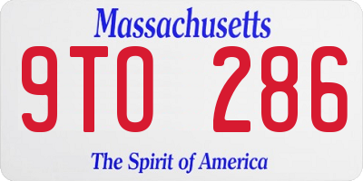 MA license plate 9TO286