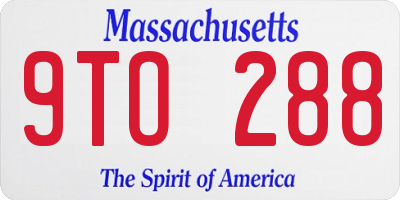 MA license plate 9TO288