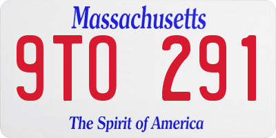 MA license plate 9TO291