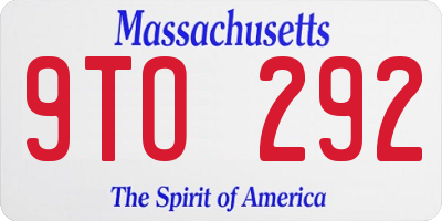 MA license plate 9TO292