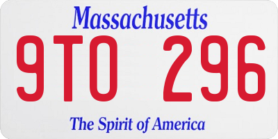 MA license plate 9TO296