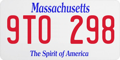 MA license plate 9TO298