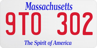 MA license plate 9TO302