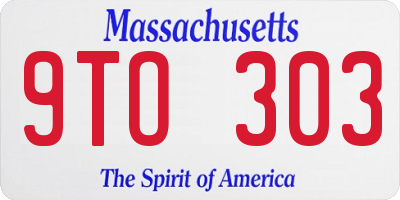 MA license plate 9TO303