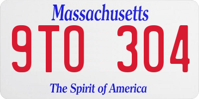 MA license plate 9TO304
