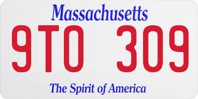 MA license plate 9TO309