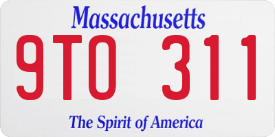 MA license plate 9TO311