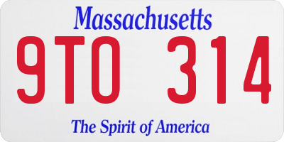 MA license plate 9TO314