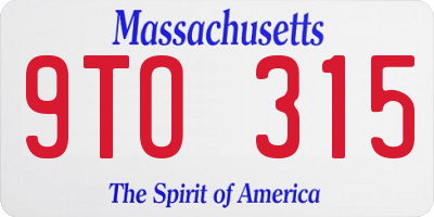 MA license plate 9TO315