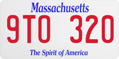 MA license plate 9TO320