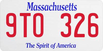 MA license plate 9TO326