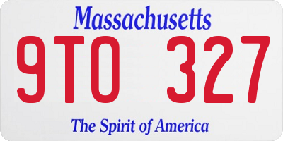 MA license plate 9TO327