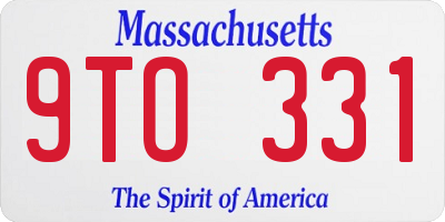 MA license plate 9TO331