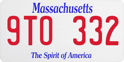MA license plate 9TO332