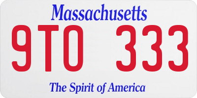 MA license plate 9TO333