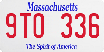 MA license plate 9TO336
