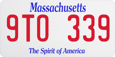 MA license plate 9TO339