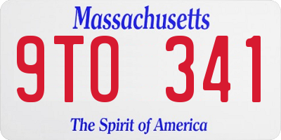 MA license plate 9TO341