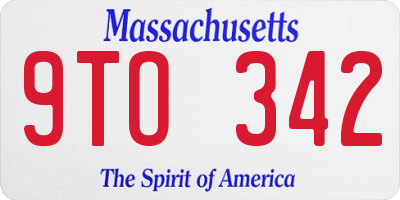 MA license plate 9TO342