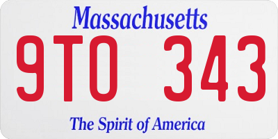 MA license plate 9TO343