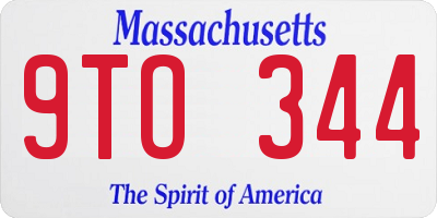 MA license plate 9TO344