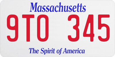 MA license plate 9TO345