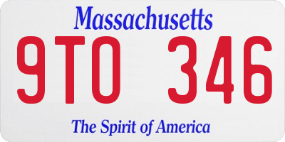 MA license plate 9TO346