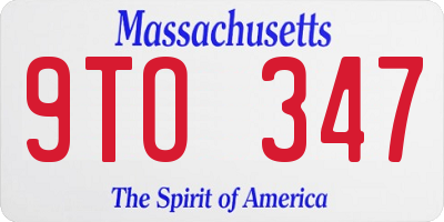 MA license plate 9TO347