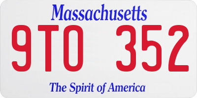 MA license plate 9TO352