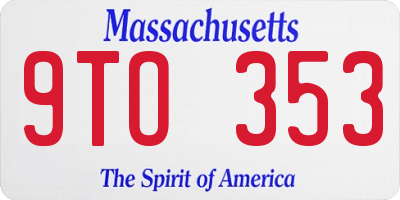 MA license plate 9TO353