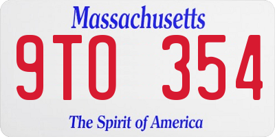 MA license plate 9TO354