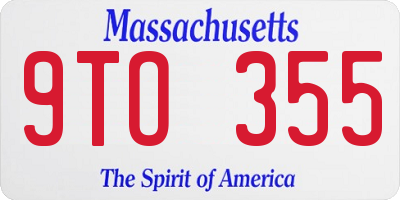 MA license plate 9TO355