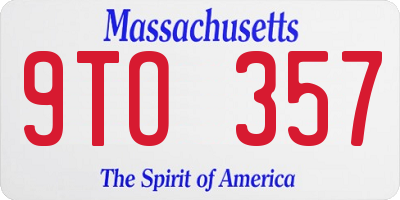 MA license plate 9TO357