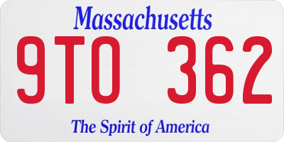 MA license plate 9TO362