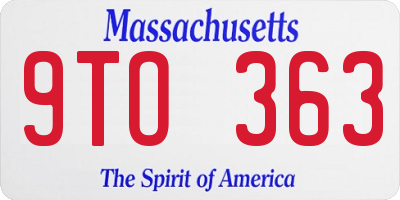 MA license plate 9TO363