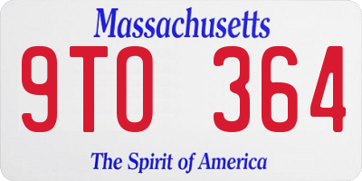 MA license plate 9TO364