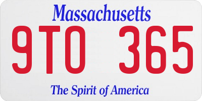 MA license plate 9TO365