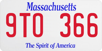 MA license plate 9TO366