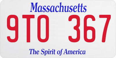 MA license plate 9TO367
