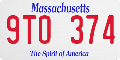 MA license plate 9TO374