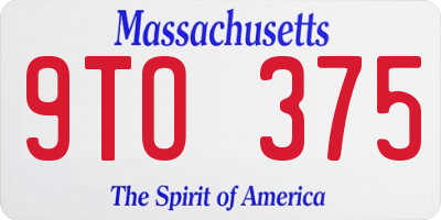 MA license plate 9TO375