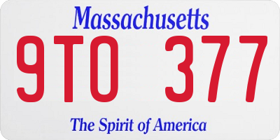MA license plate 9TO377