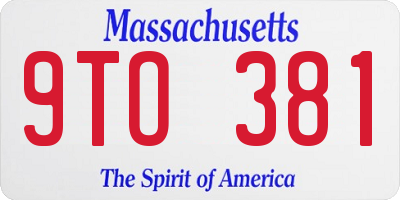 MA license plate 9TO381