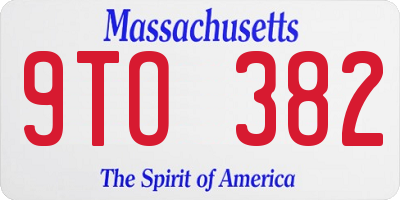 MA license plate 9TO382