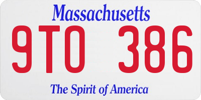 MA license plate 9TO386