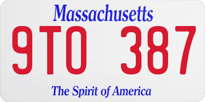 MA license plate 9TO387
