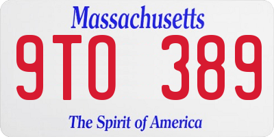 MA license plate 9TO389