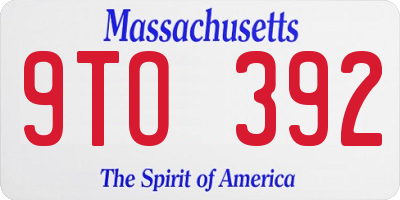 MA license plate 9TO392