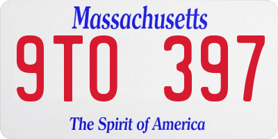 MA license plate 9TO397